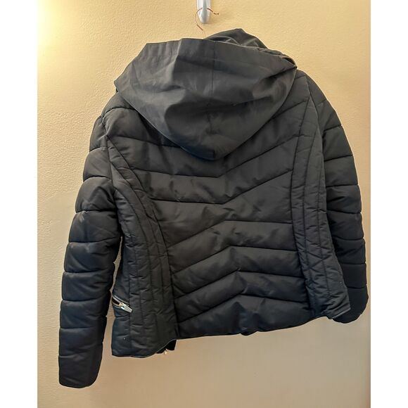 Zara Basic Outerwear Black Puffer Jacket with Convertible Hoodie Size Womens XXL - Picture 2 of 4